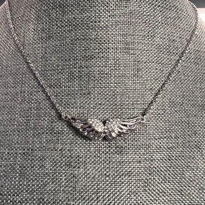 Silver Wing Pendant Necklace with Swarovski crystals